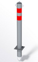 Стационарный парковочный столбик для установки в асфальт с пластиной и скобой для бетонировани